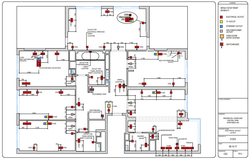 An Electric Outlet Layout for an Apartment