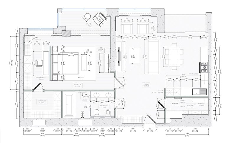 An Interior 2D CAD Drafting 