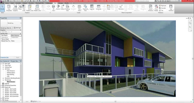 3D Render of a School Building