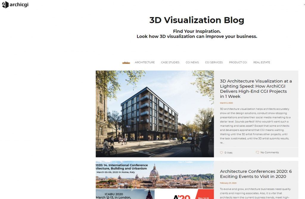 3D Visualization Blog on ArchiCGI website