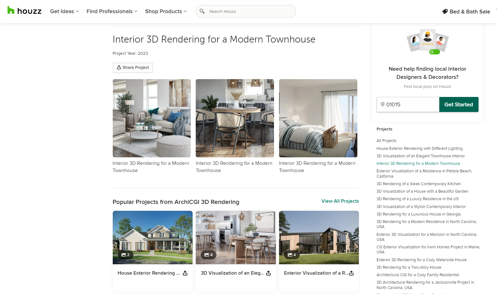 Houzz Platform with Inspiring Architectural Renders