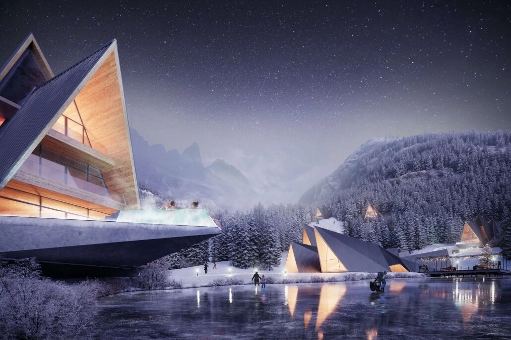 3D Printing For Hotel Placed in a Winter Landscape