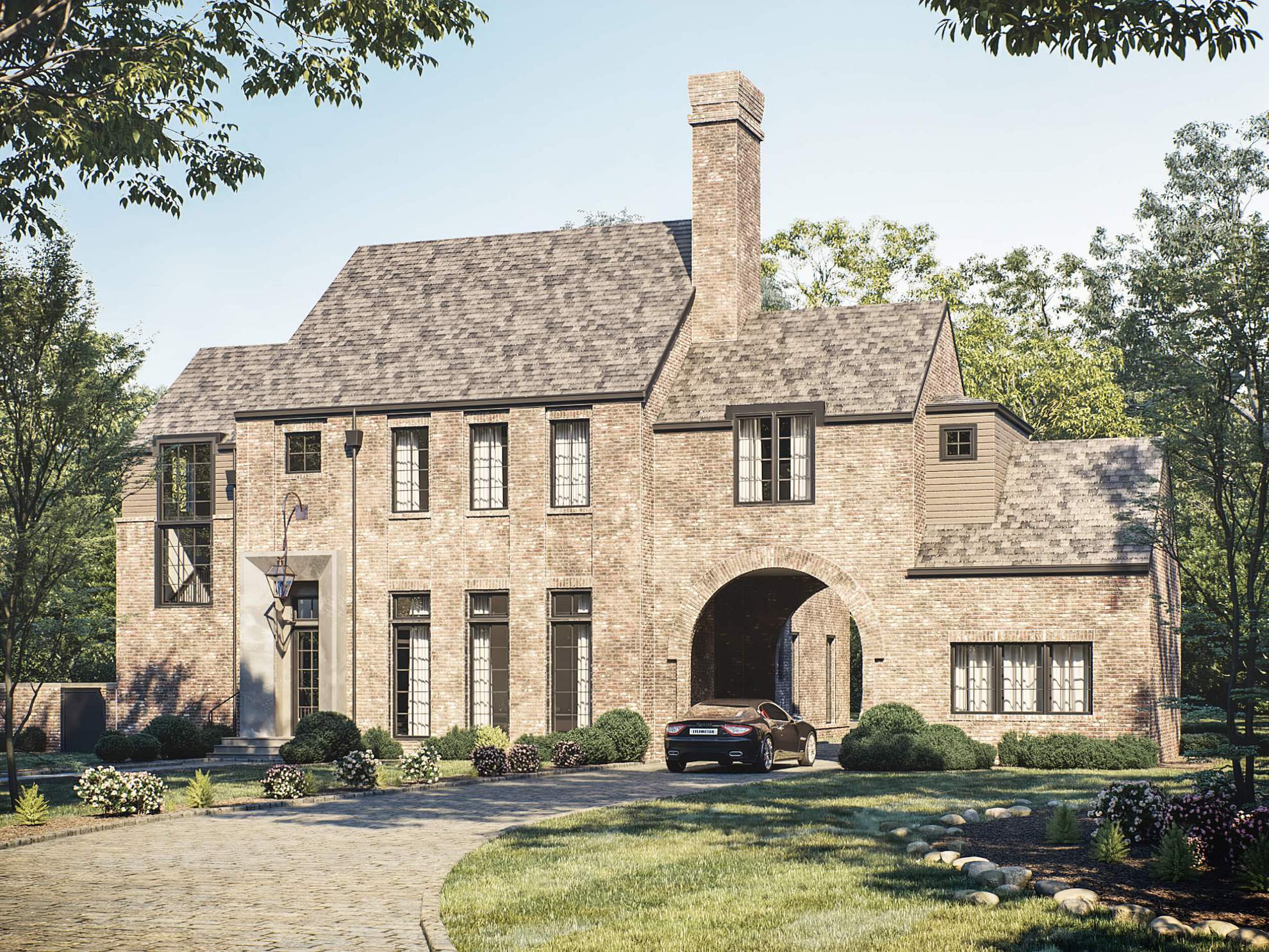 3D Rendering of a House Made of Brick