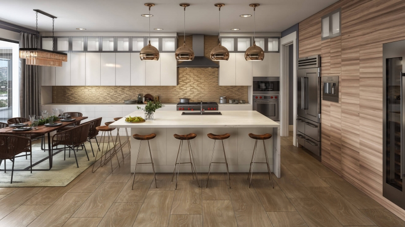 3D Rendering of a Contemporary Kitchen Design