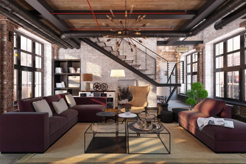 Using 3D design tools to convince the Client :Loft Design with Burgundy Accents