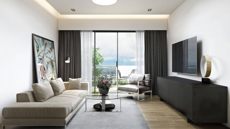 3D Rendering Of a Spacious Modern Living Room