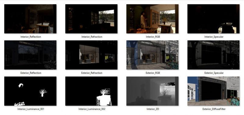 Masks and Raw Renderings from Architectural Visualization Process