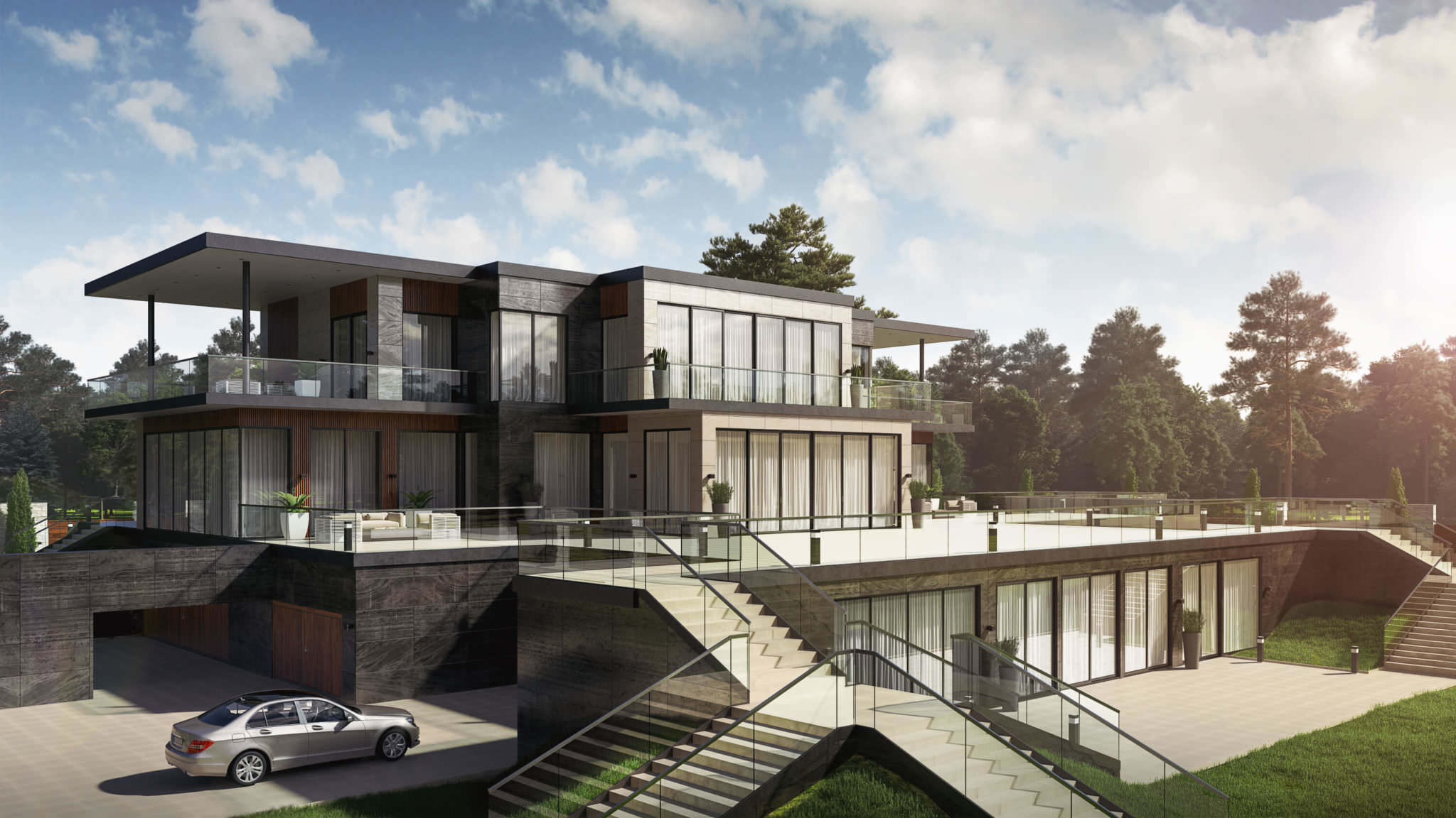 Astonishing Exterior Rendering Showcasing Three Storeys