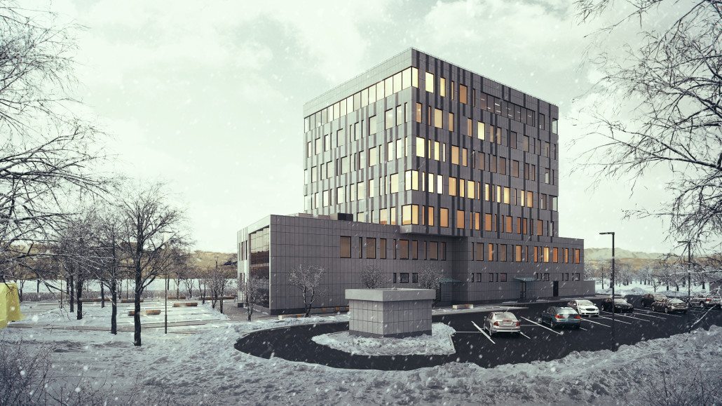 CGI for a Snowy Office Exterior for an Architectural Advertising Campaing