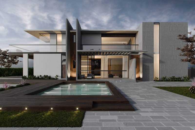 Corona Exterior Render for a Cozy Dwelling with a Swimming Pool