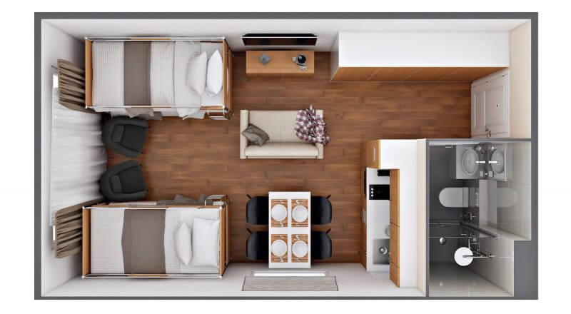 Interior 3D Plan of a Commom Room