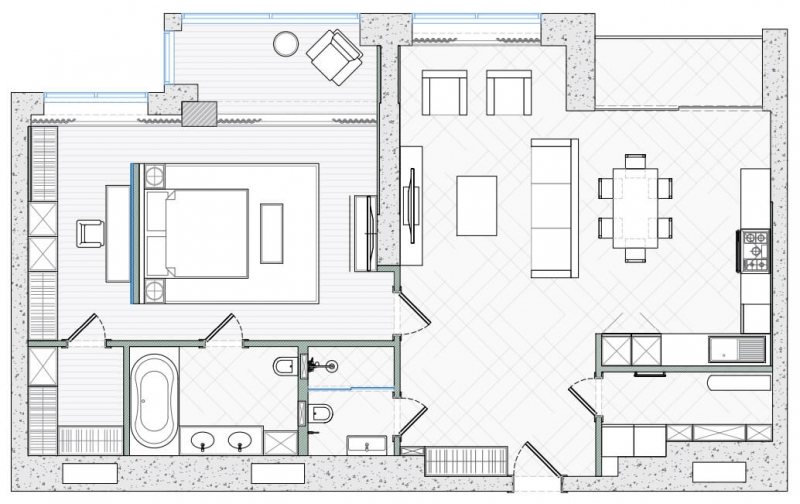 2D Plan of a Small Apartment