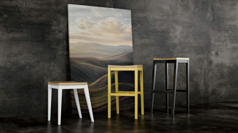 Asymmetrical Chairs In White, Yellow And Black. Furniture Photography VS Photoreal Rendering