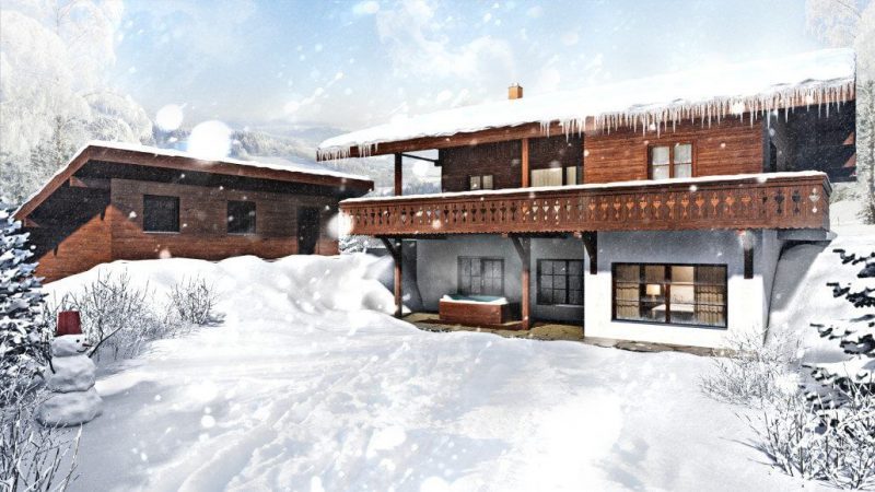 Snow-Clad House 3D Visualization