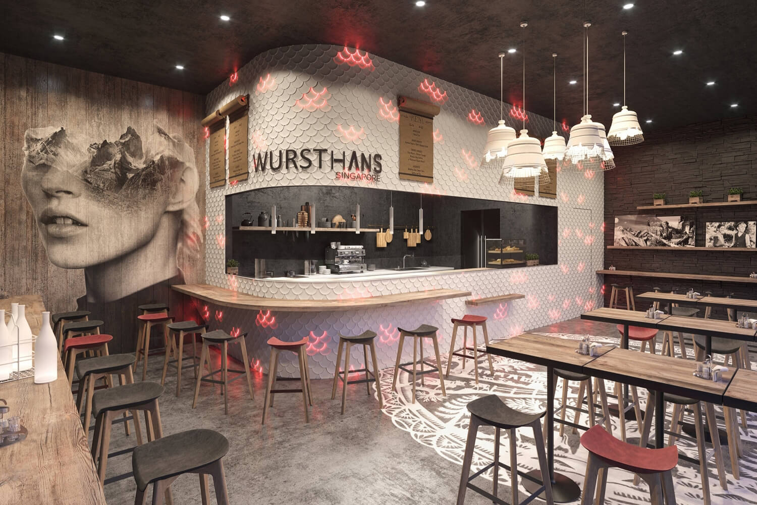 Wursthans Restaurant 3D Rendering