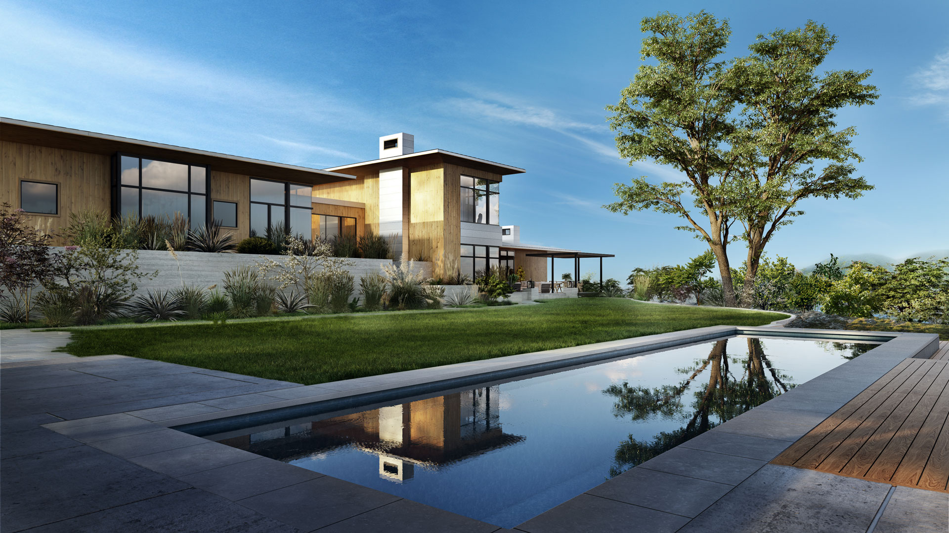 3D Rendering of a Luxury Cottage Exterior Design