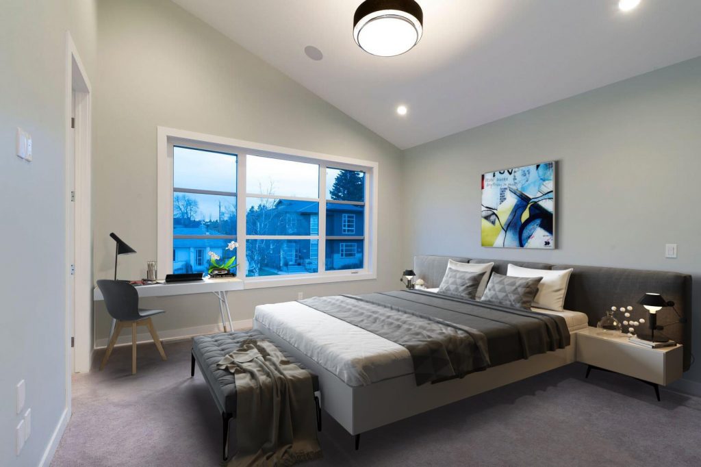 The Room Transformed With Virtual Staging Into A Charming Bedroom