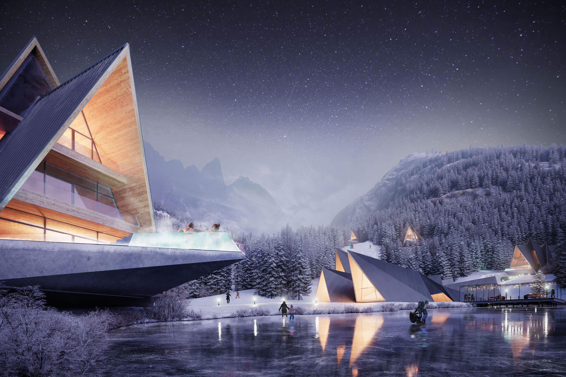 3D Visualization of a Gorgeous Hotel in the Mountains