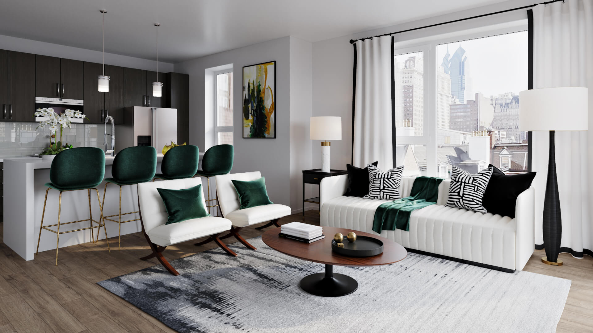 3D Visualization of a Stylish Living Space