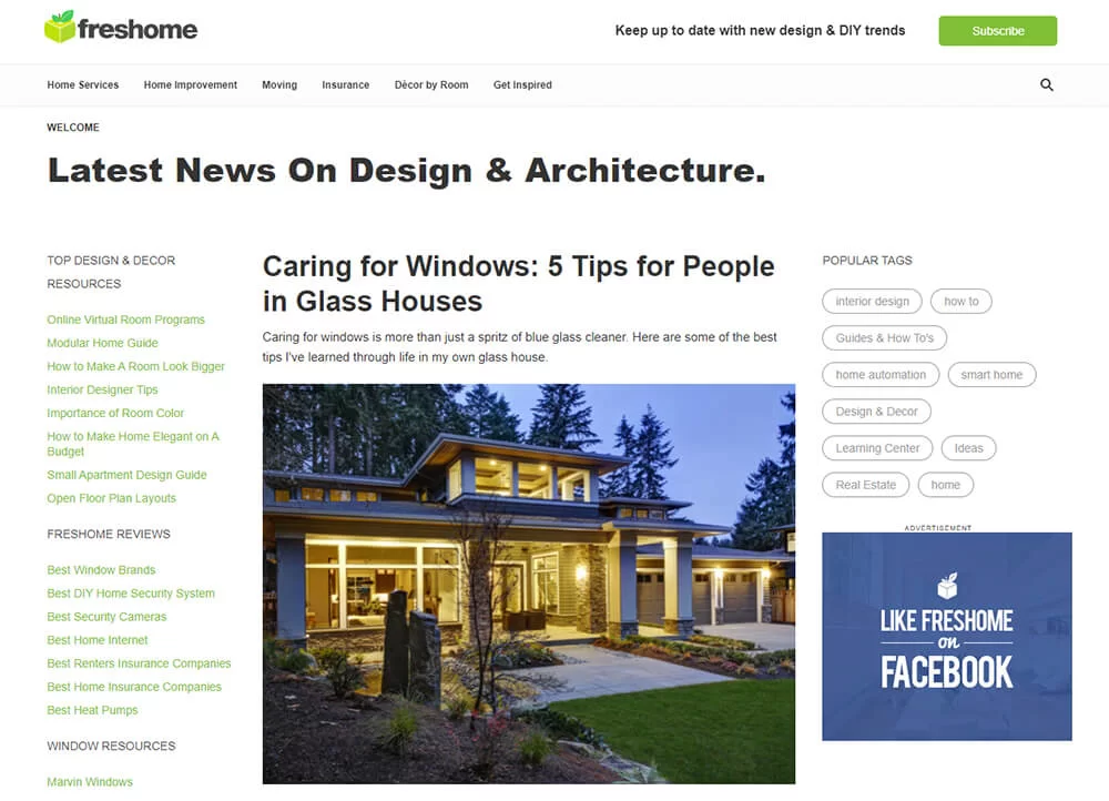 Freshome Website Front Page