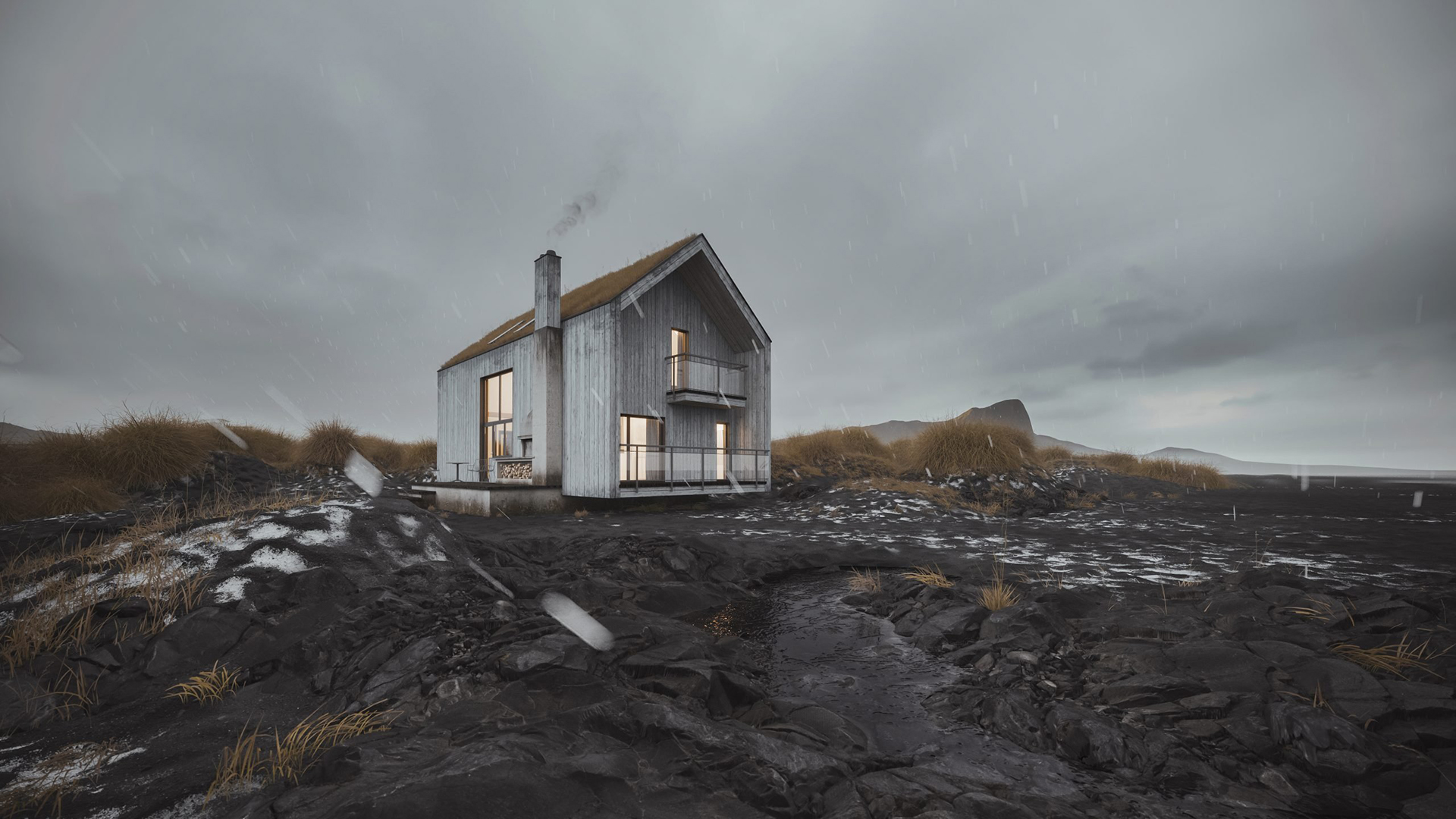 3D Exterior Visualization of a Rustic House