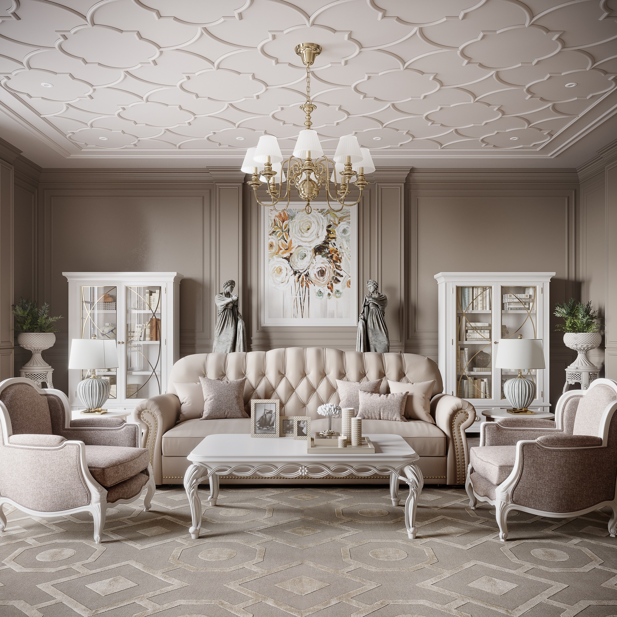 3D Rendering for Interior Design of a Classic Living Room