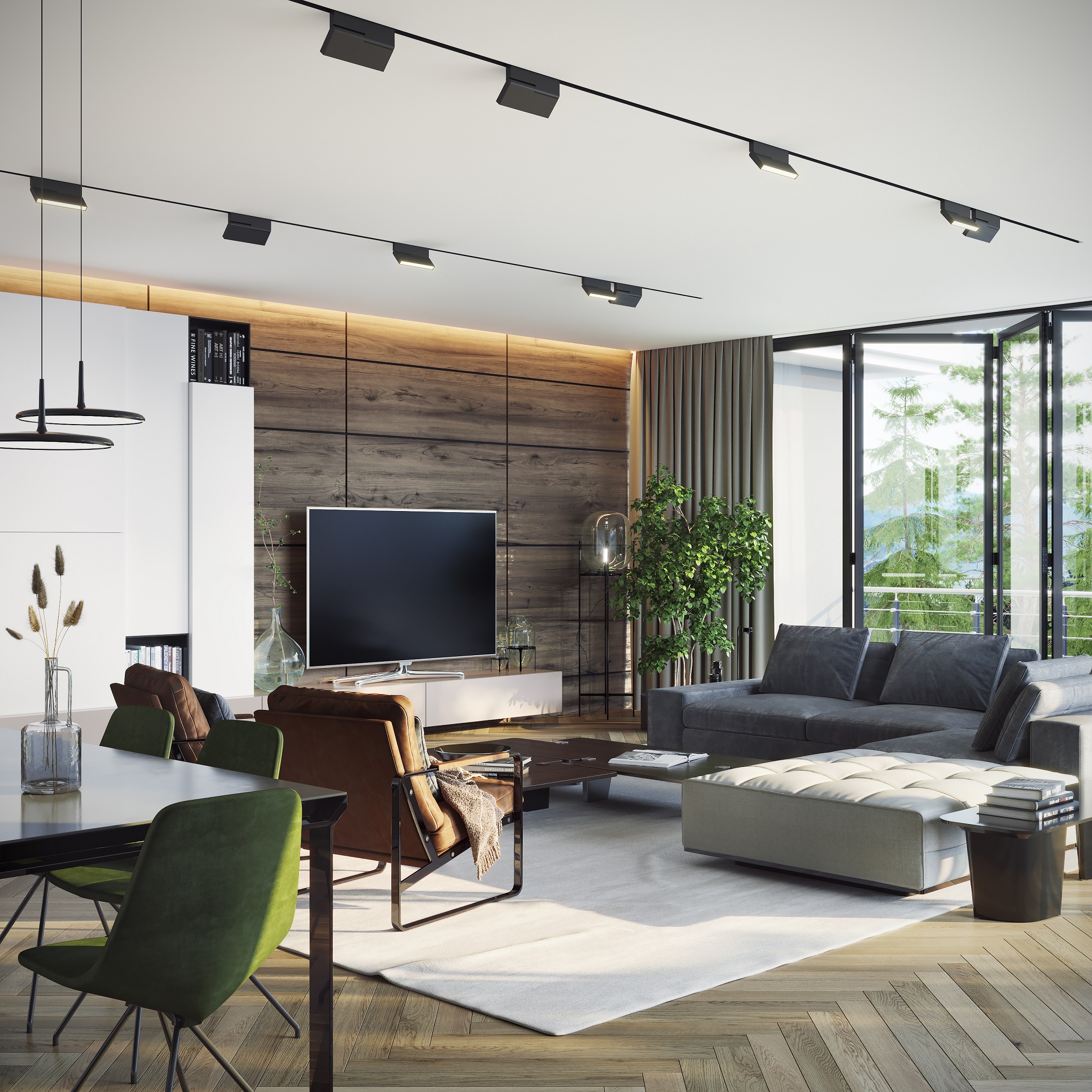 3D Visualization of a Contemporary-Style Living Room