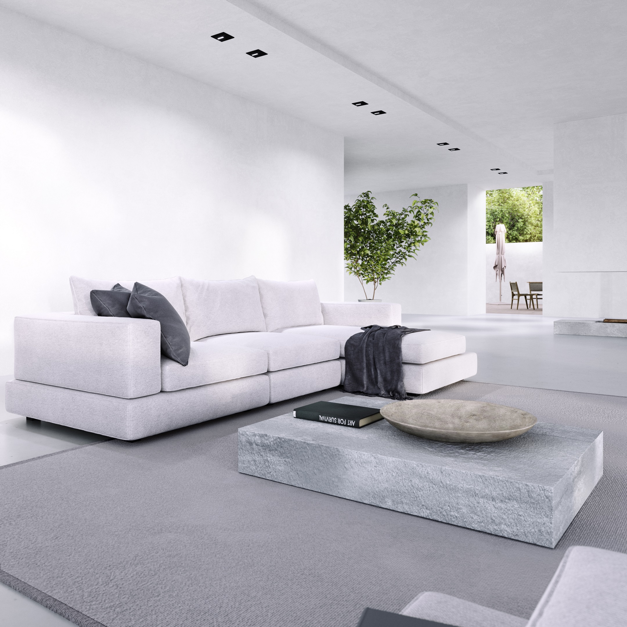 3D Visualization of a Minimalist-Style Living Room