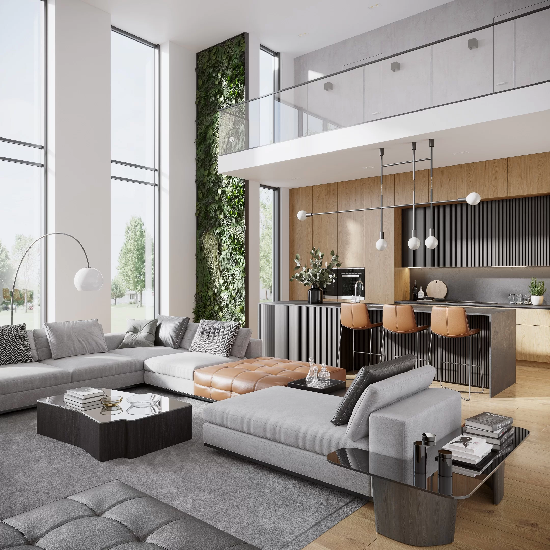 3D Visualization of a Modern-Style Studio Apartment