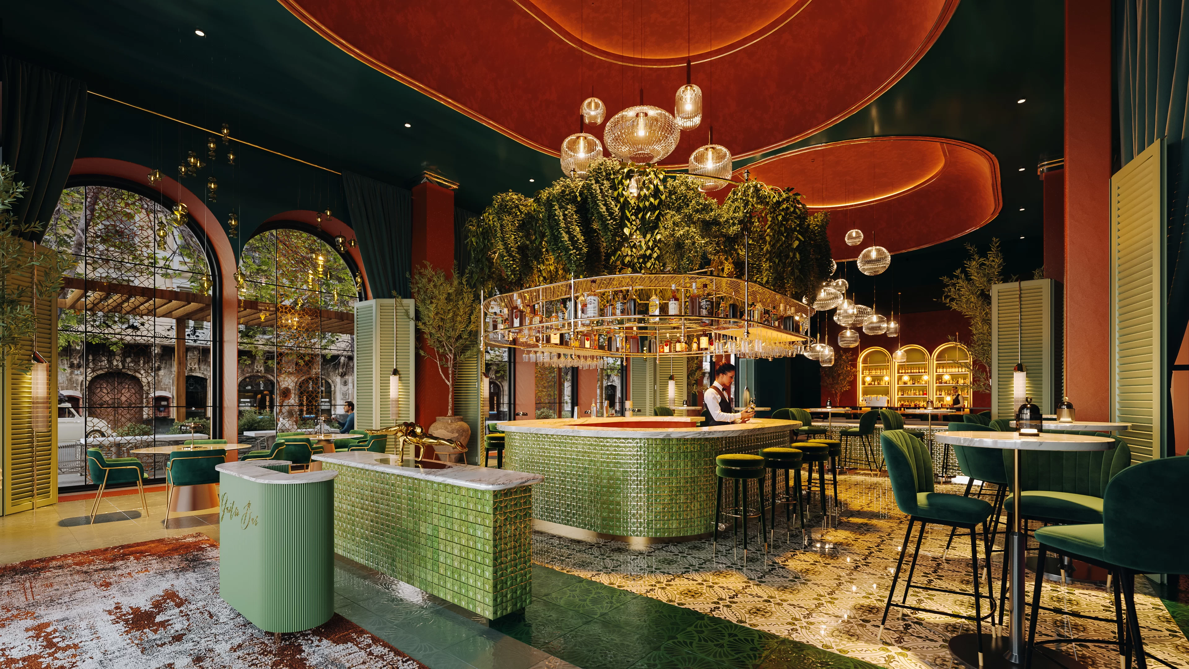 3D Restaurant Interior Visualization with Decor