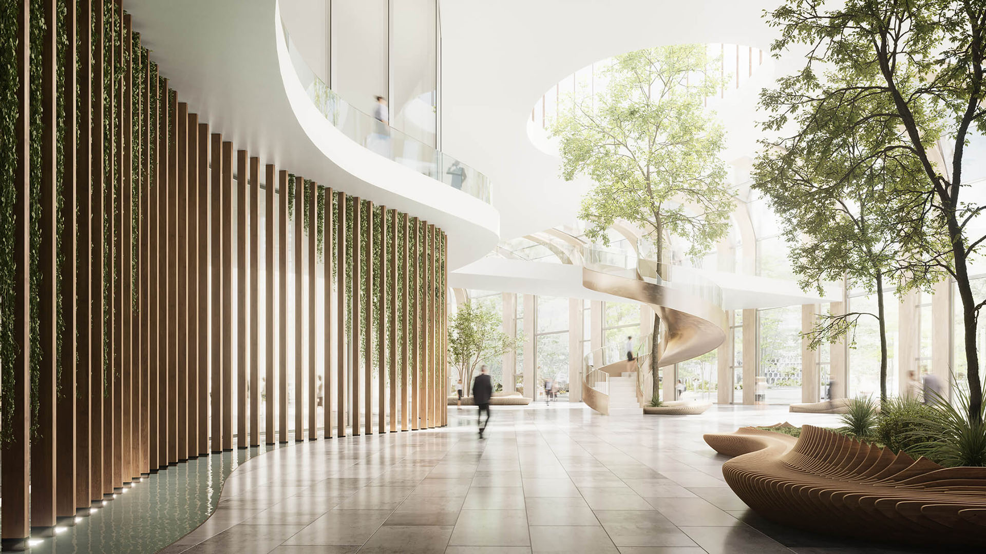 3D Interior Visualization of a Business Center Lobby