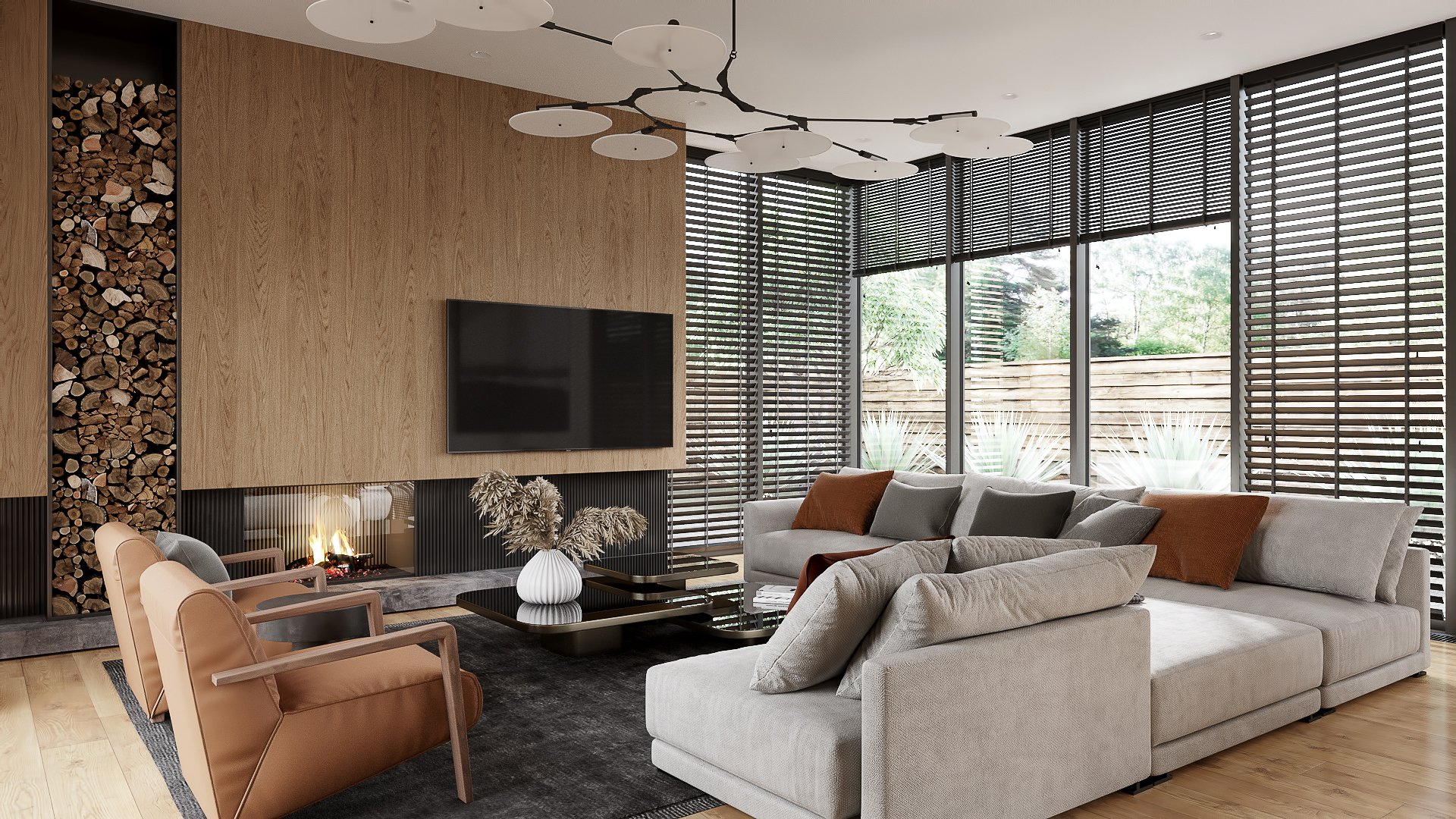 3D Interior Visualization of a Living Room in a Rural House