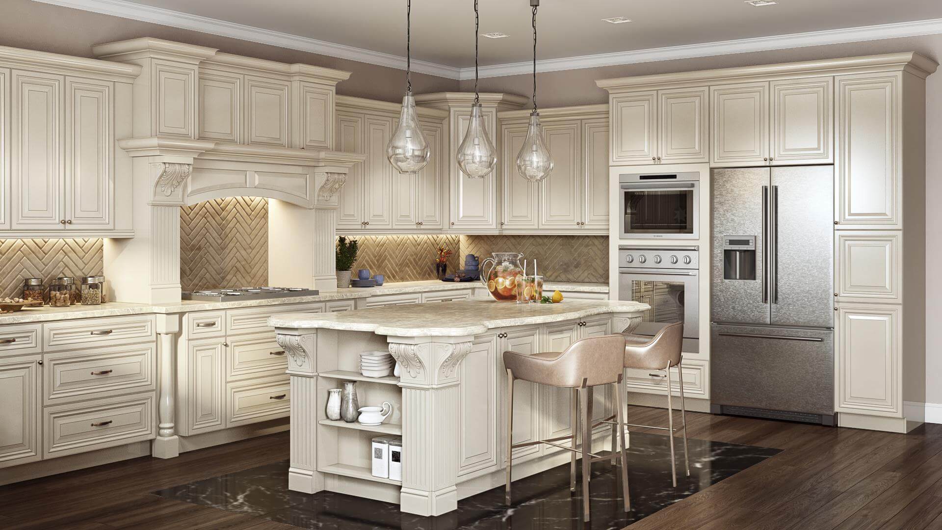 Kitchen Design Rendering of a Vintage-Style Project