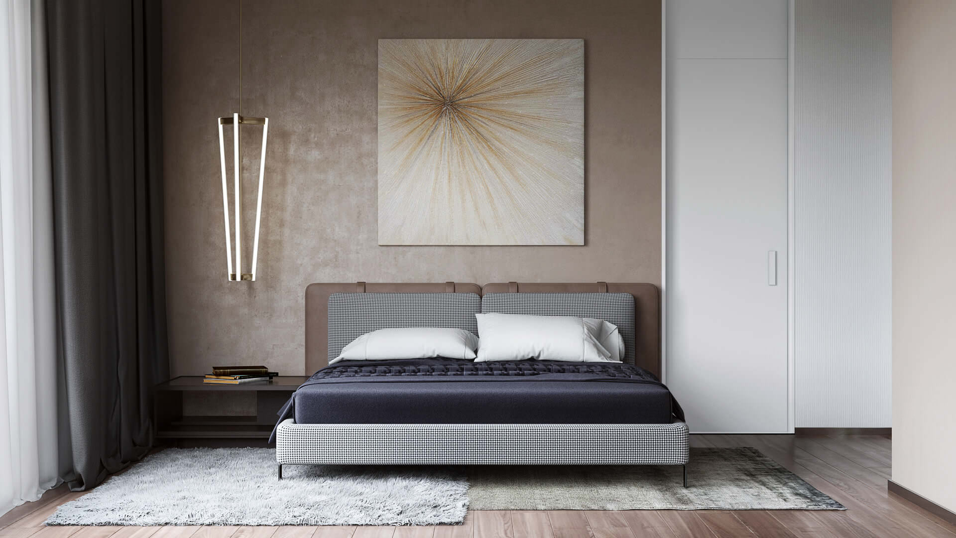 A CG Render Showing a Modern Bedroom Interior