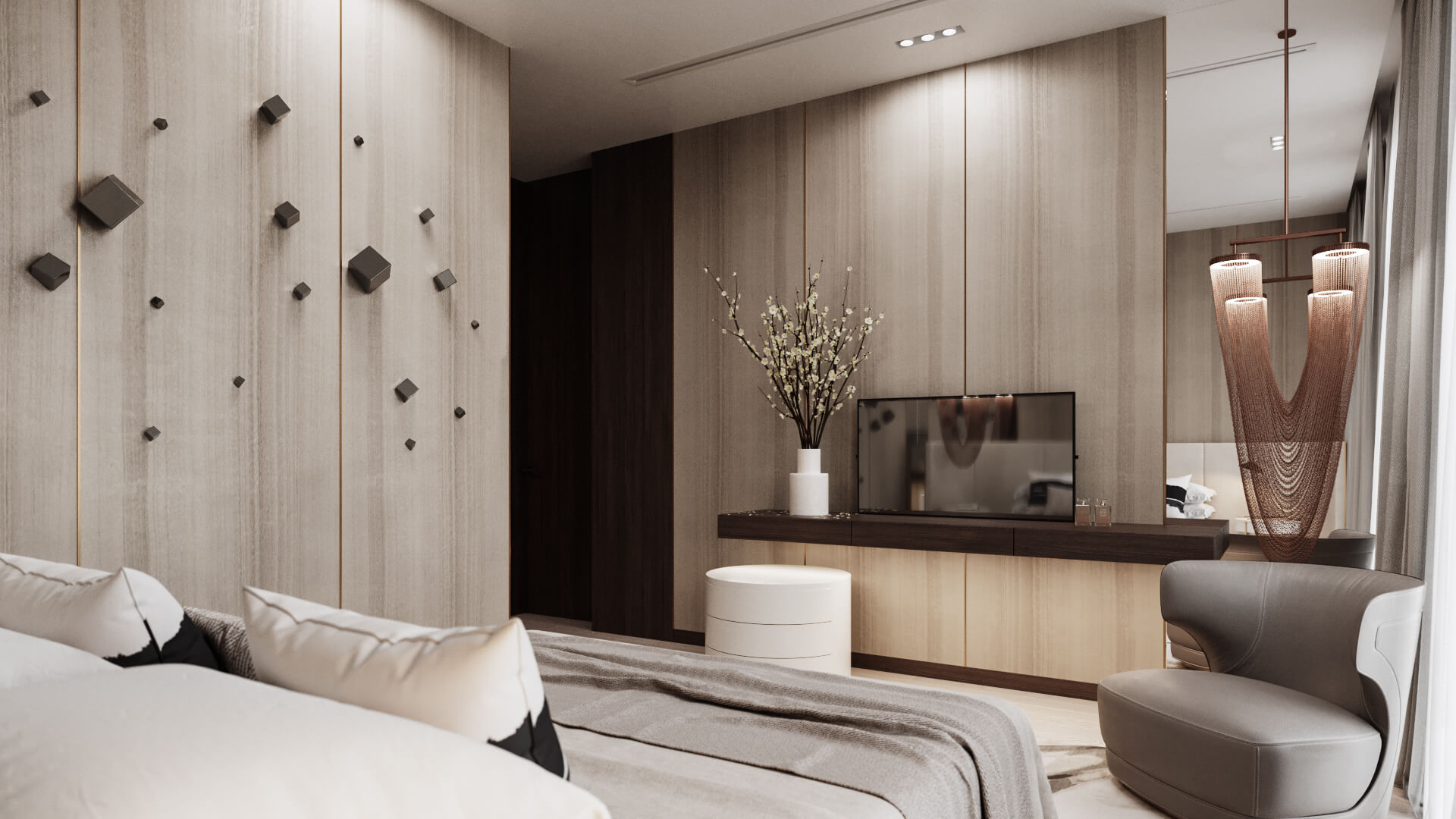 A 3D Visualization of an Elegant Bedroom