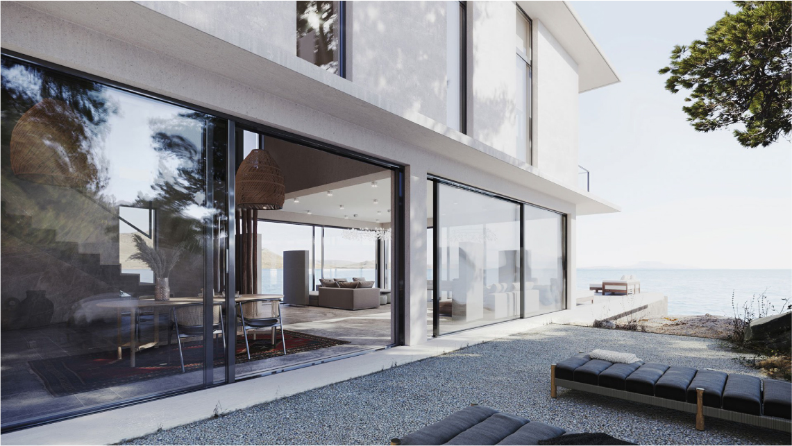 3D Visualization for a Villa with Sliding Glass Doors