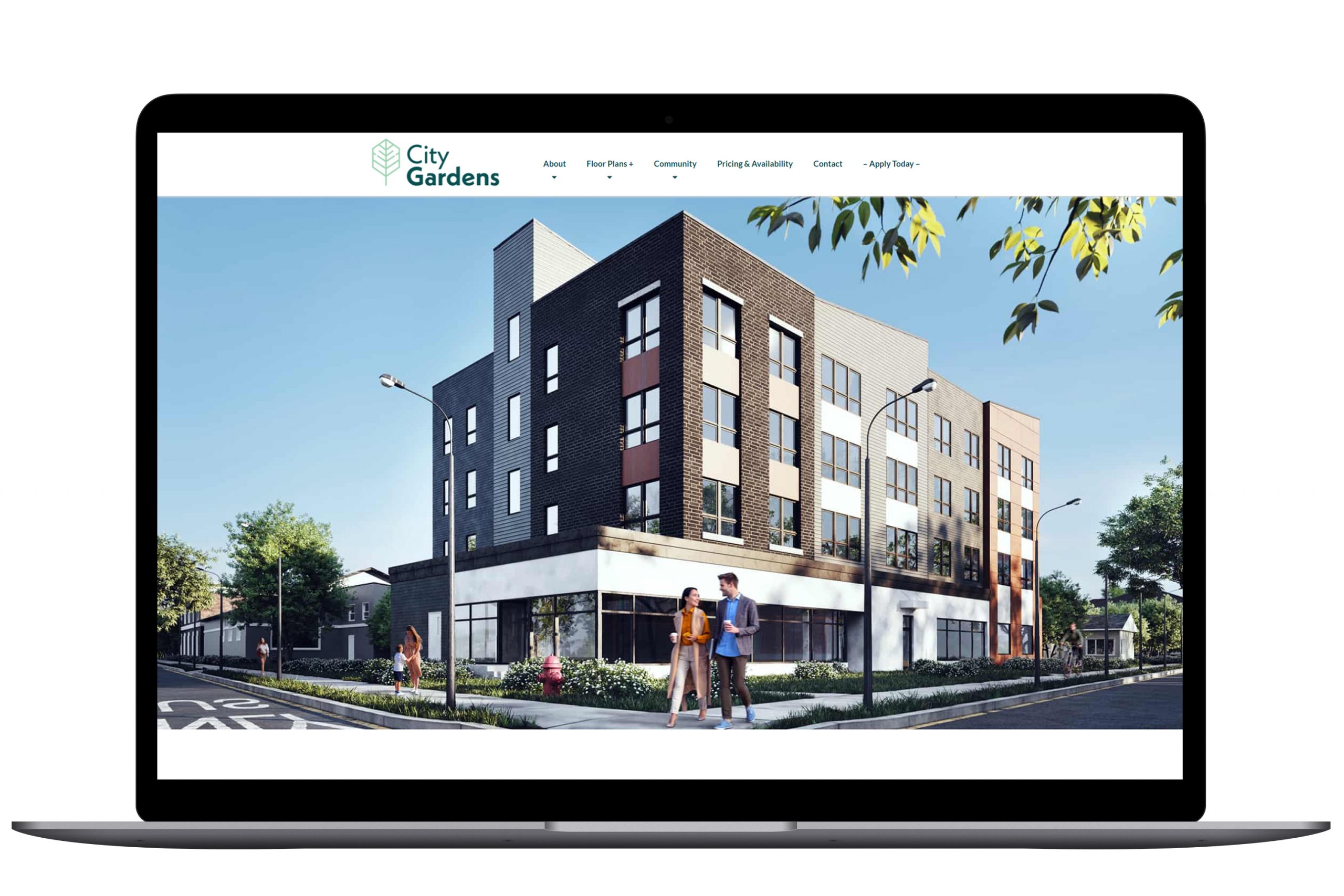 Exterior Render for Real Estate on a Laptop Screen