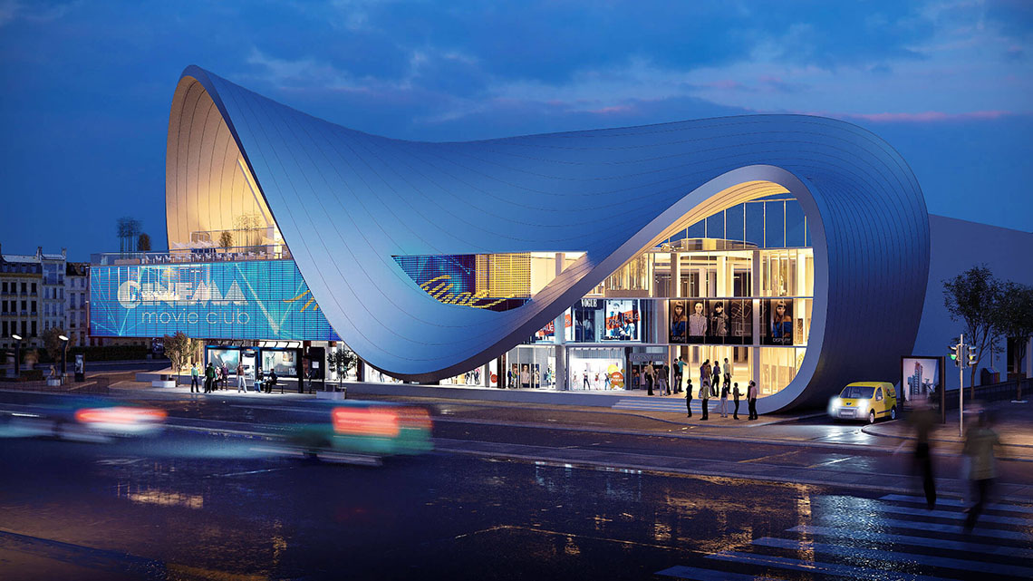 3D Visualization of a Mall at Night