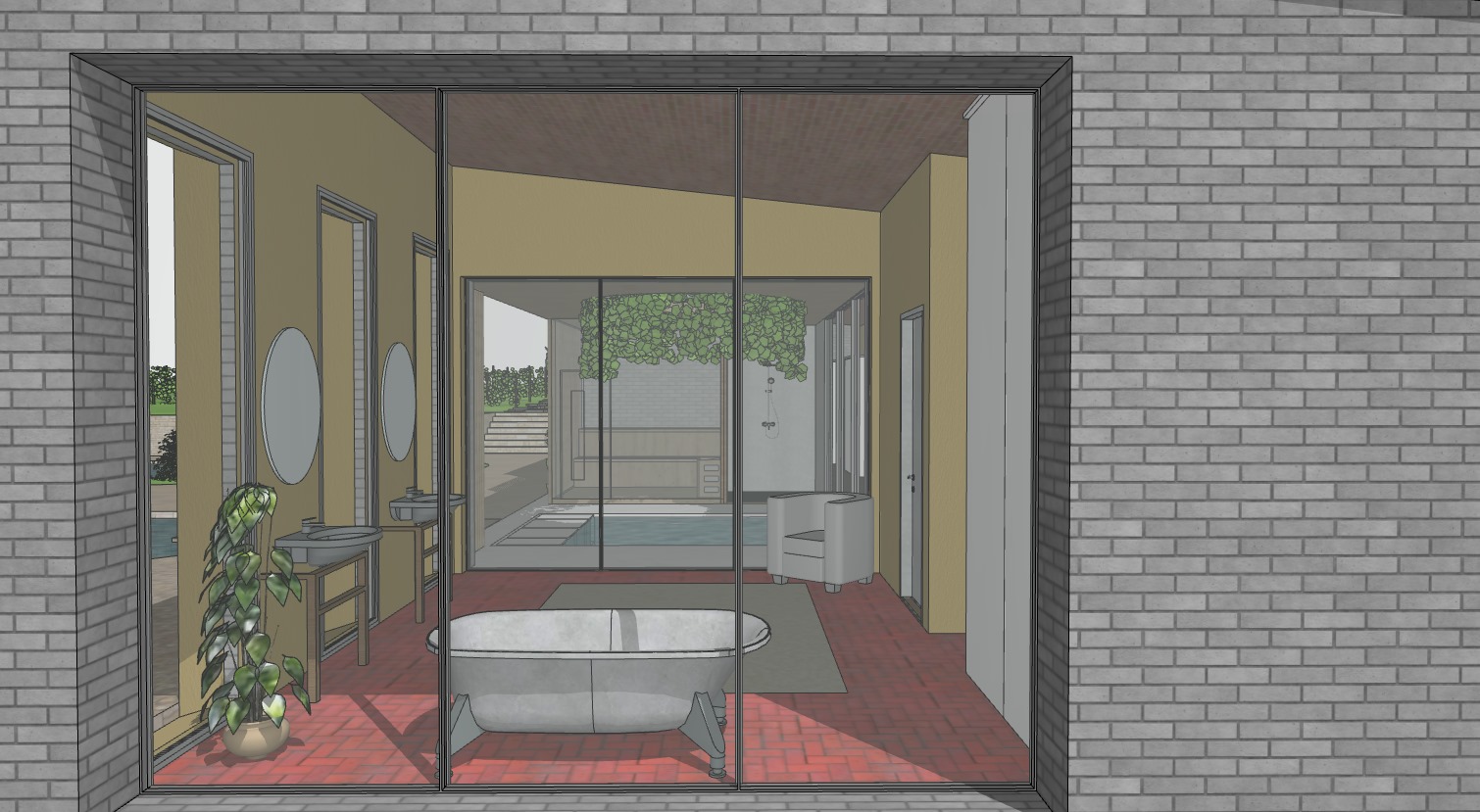 A Sketch of a Bathroom Made in Sketchup