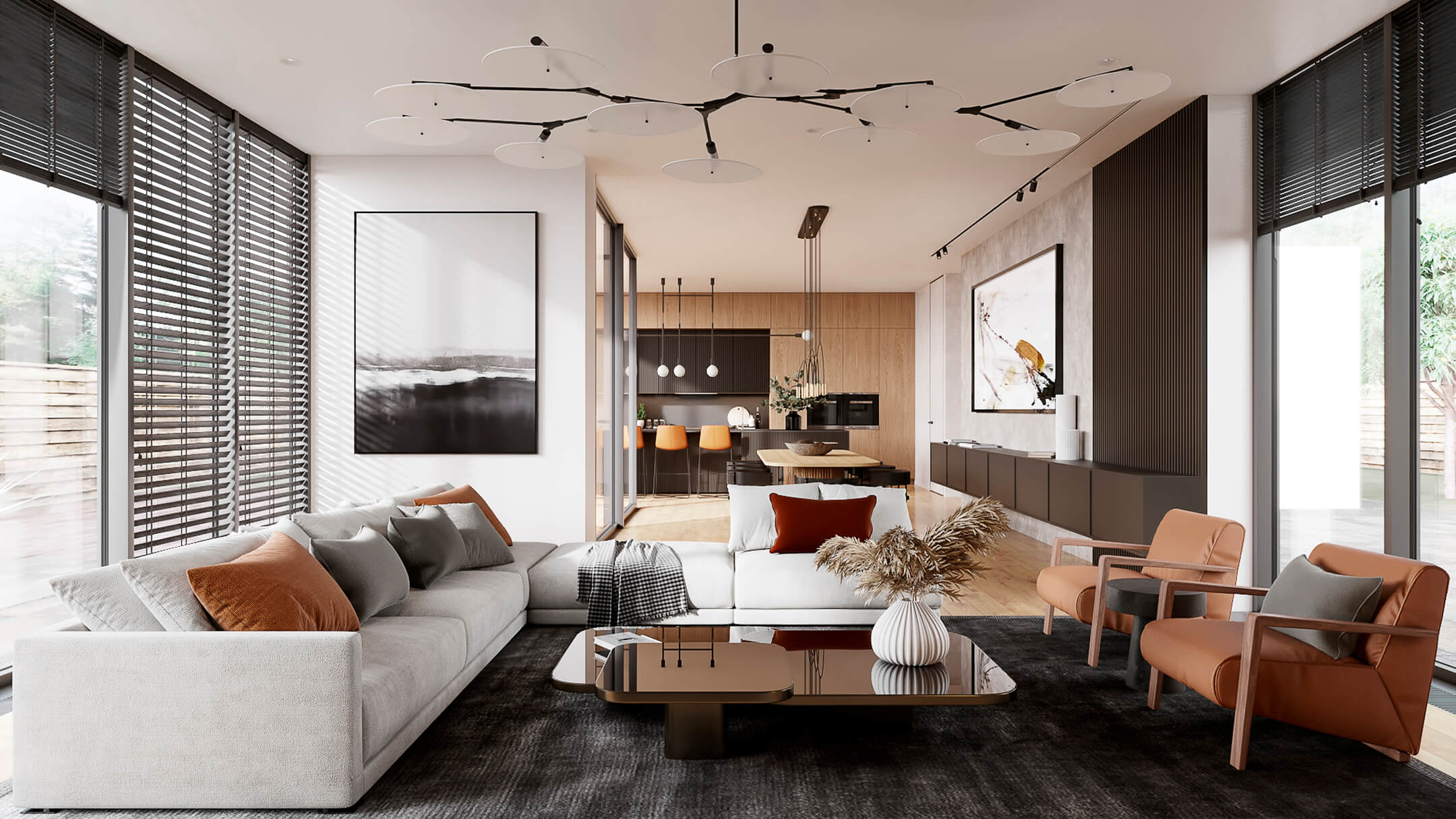 3D Rendering of an Elegant Living Room