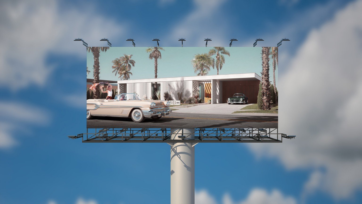 A Billboard with a CG Image of a Property for Pre-Sale