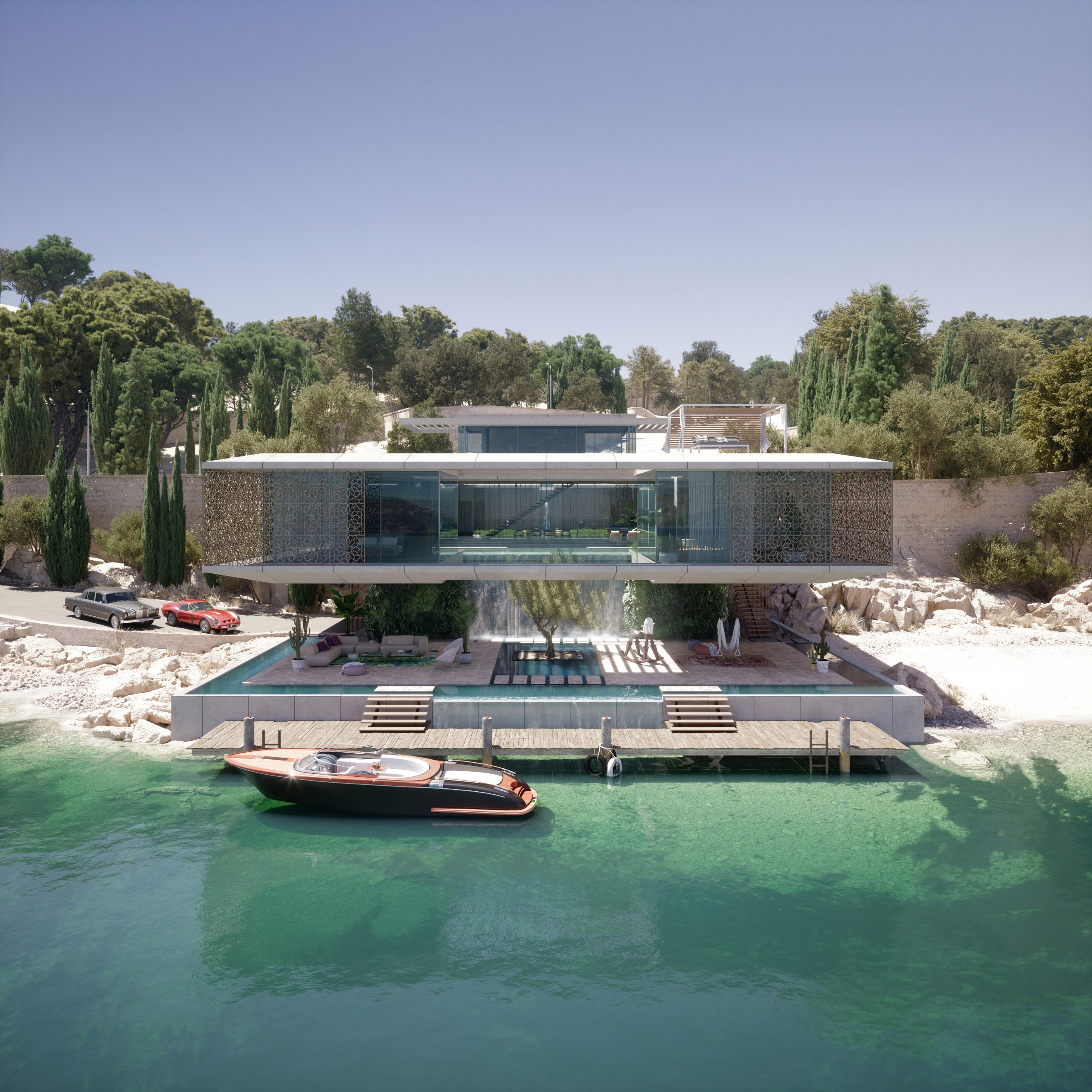 3D Render for a Villa on the Seashore