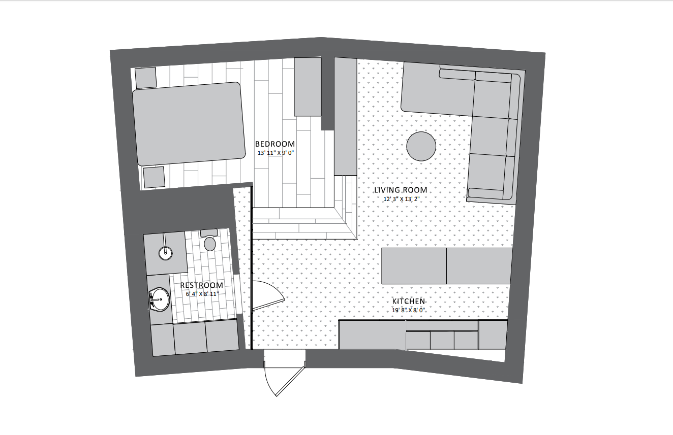 Floorplan with Furniture Layout for 3D Visualization