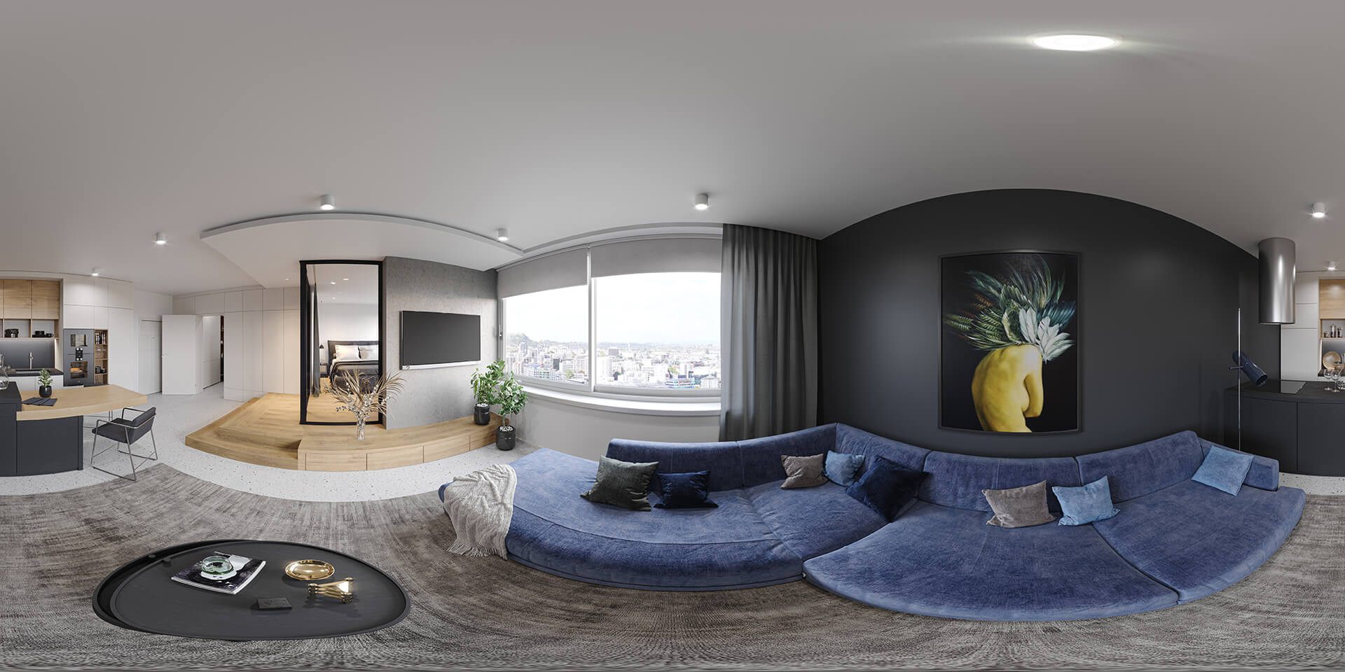 Panoramic 3D Render of an Apartment with Color Correction