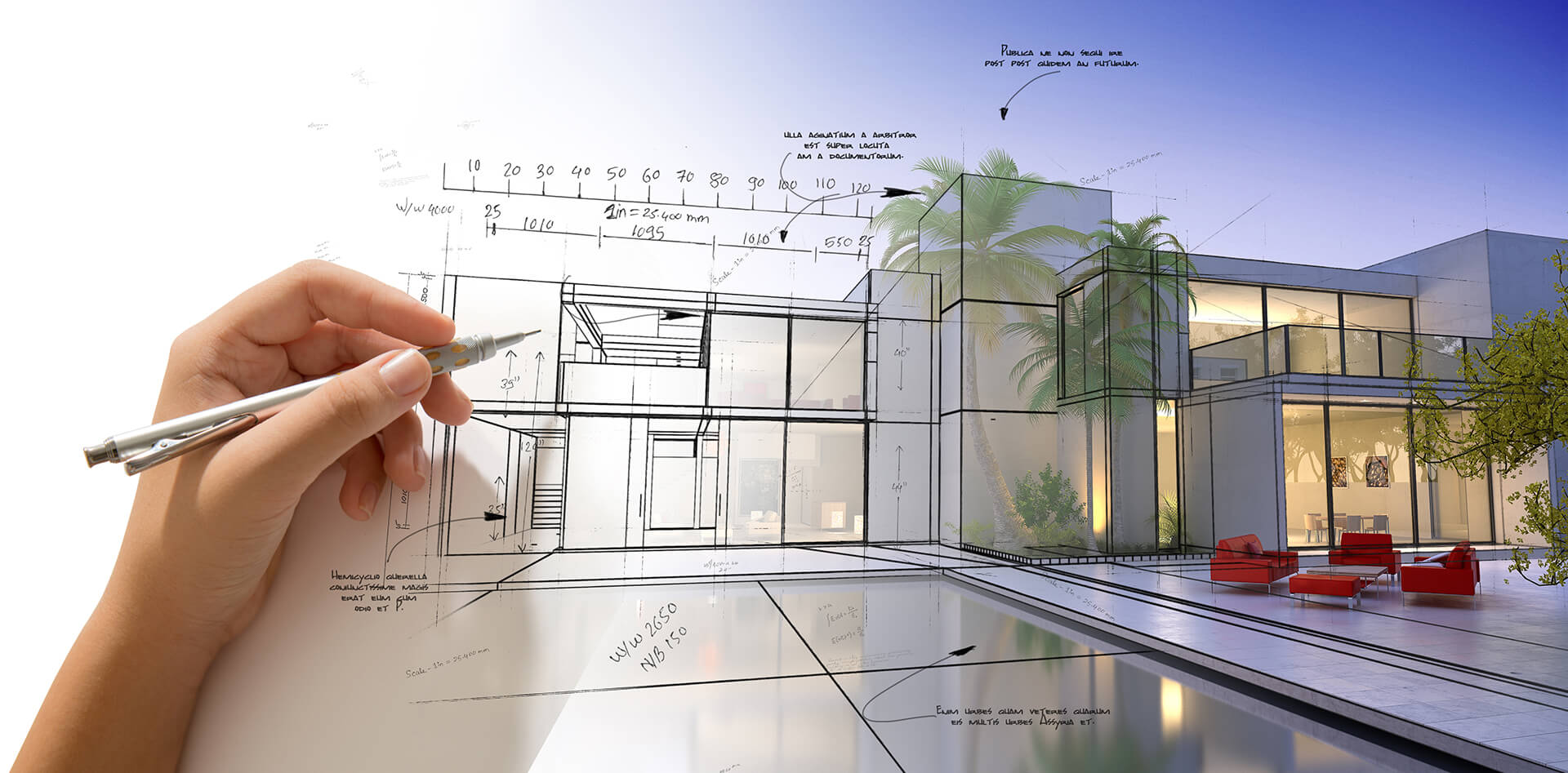 Architectural Sketch of a House Concept