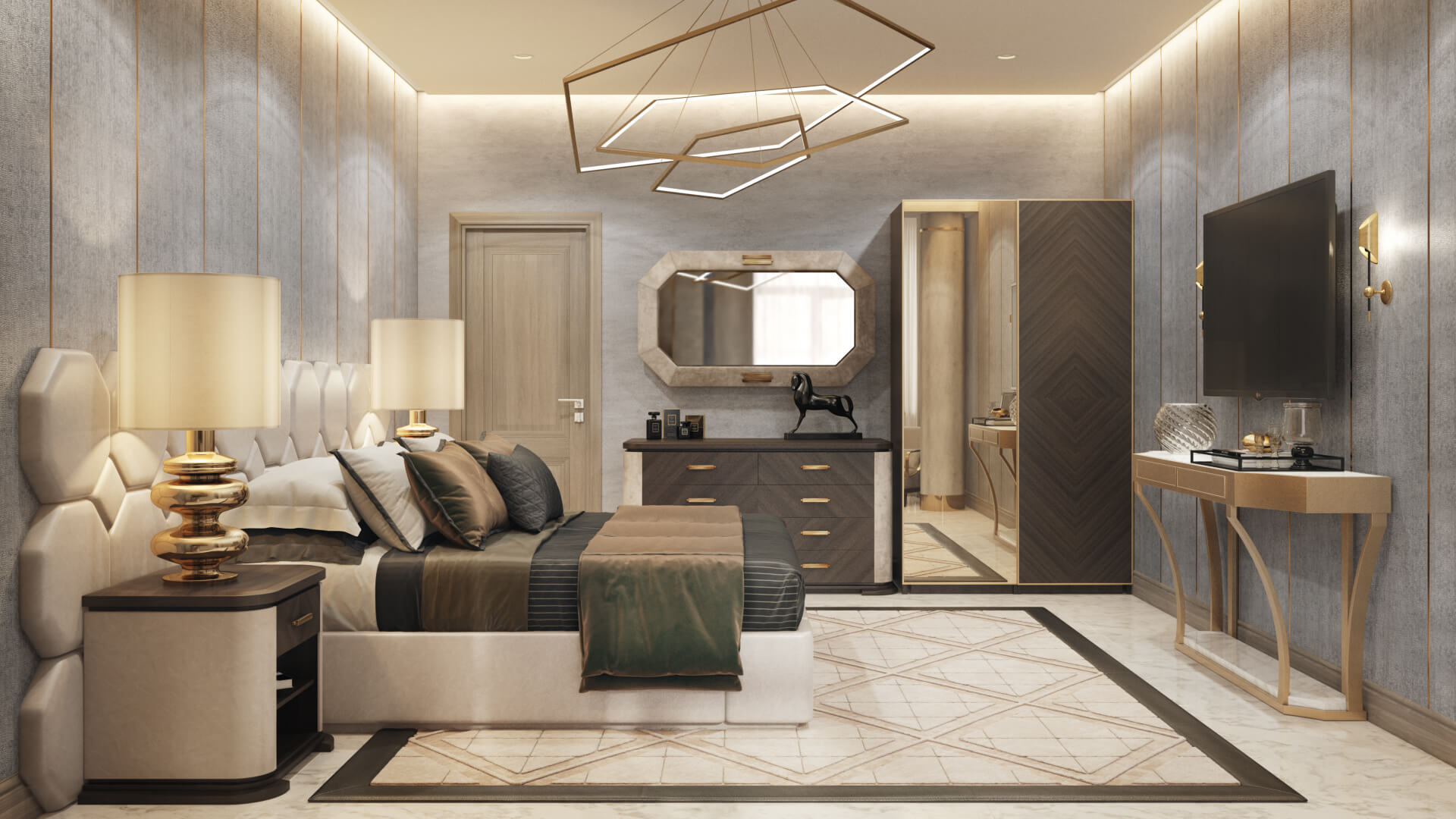 Photorealistic 3D Render of a Hotel Room