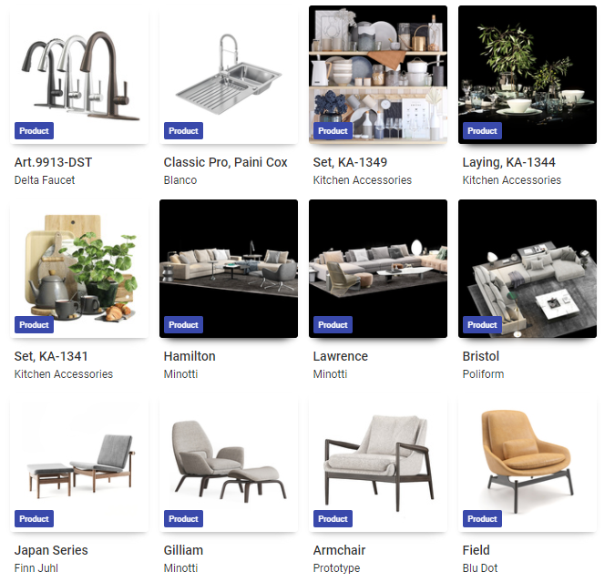 Furniture Selection for Interior 3D Visualization