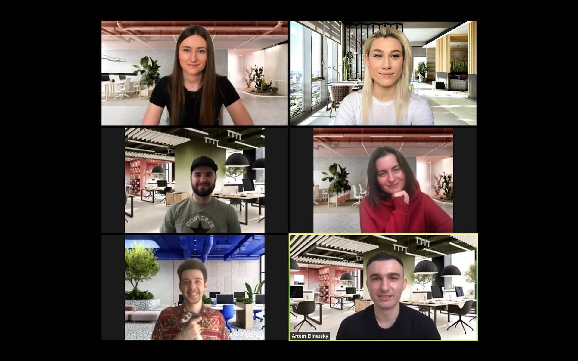 Project Team Using Virtual Backgrounds on Zoom Video Call