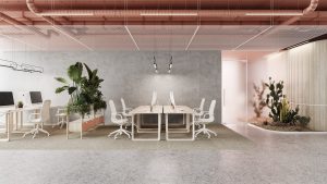 3D Rendering of a Spacious Office