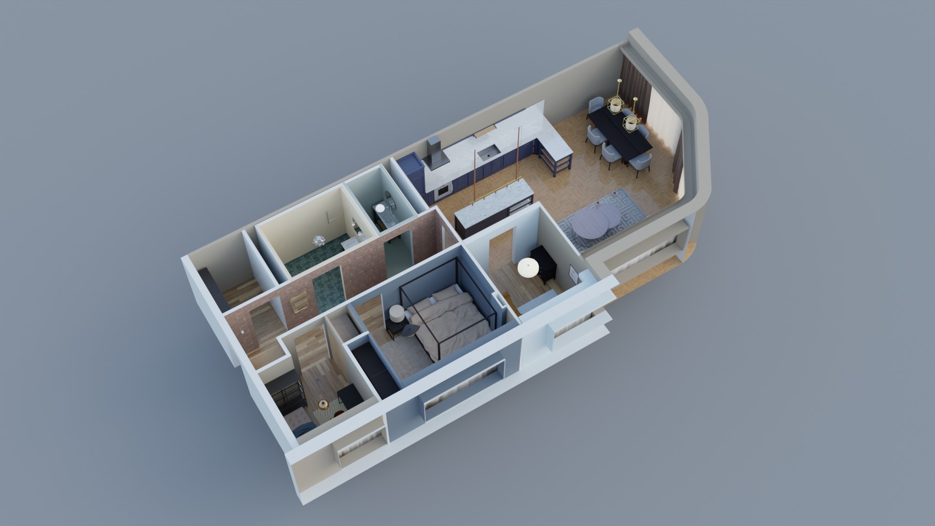 3D Floor Plan with Virtual Staging